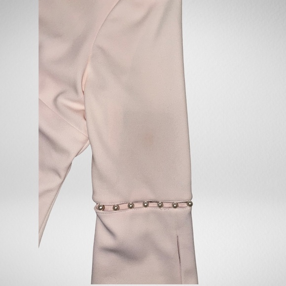 Calvin Klein Blush Pink Dress with Pearl Trim Bell Sleeves - Picture 5 of 6